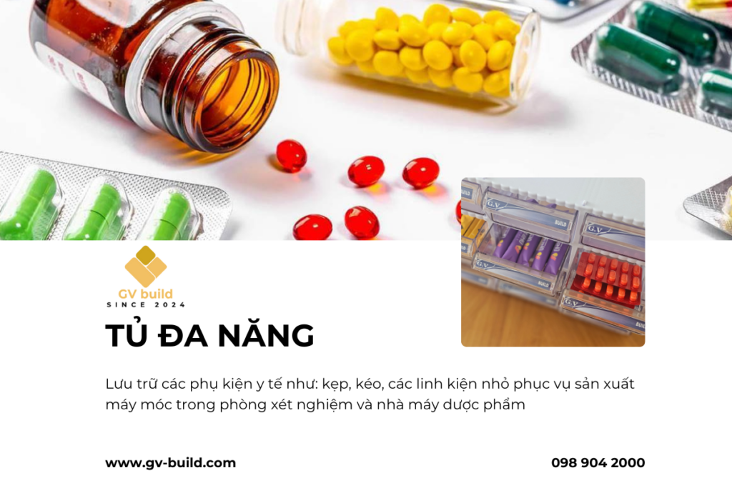 Tủ nhựa GV Build lưu trữ các phụ kiện y tế như