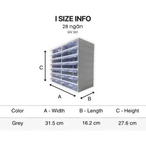 tủ linh kiện 28 ngăn ghép từ mã GV 501